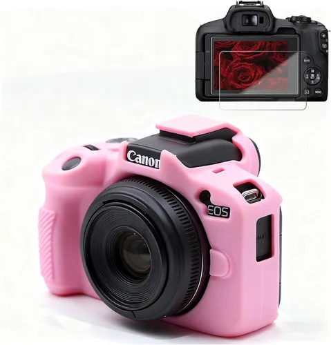 Vista 12 de Funda para cámara Canon EOS R50, funda protectora de silicona suave, antiarañazos, funda ajustada delgada con accesorios de protector de pantalla