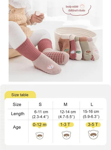 Vista 7 de Calcetines antideslizantes para bebé, calcetines cálidos y gruesos antideslizantes para niñas, niños y recién nacidos, 6 pares