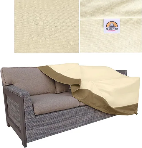 Vista 8 de Funda impermeable para muebles de exterior para sofá de 3 plazas, protección para todo tipo de clima, funda impermeable para sofá grande para patio