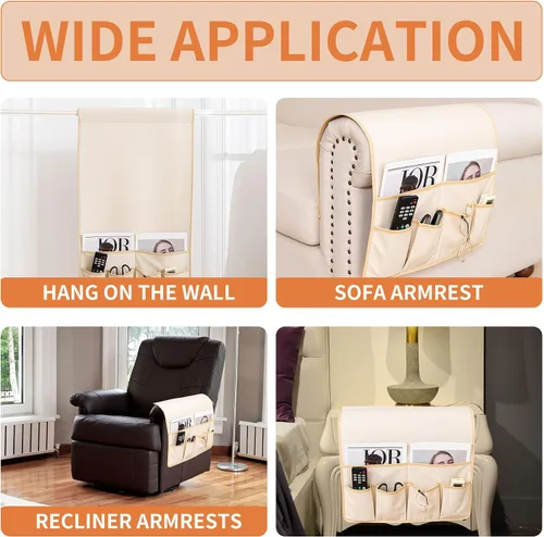 Vista 5 de HAOMAIJIA Organizador antideslizante de reposabrazos para sofá, organizador de almacenamiento lateral para sillón y mesita de noche, para sofá