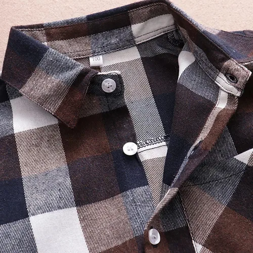 Vista 2 de Camisa de franela de manga larga con botones y botones para niños y niñas, Rojo
