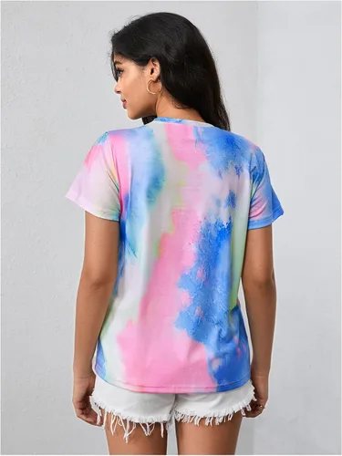 Vista 2 de Verdusa - Camiseta de manga corta para mujer teñido anudado