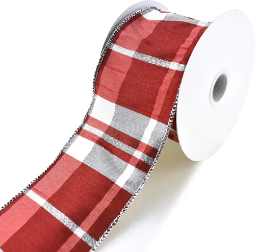 Vista 2 de Homeford Grand Plaid Dupione Sparkle Cinta con cable, 2-1/2 pulgadas, 10 yardas (negro)