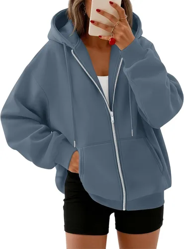Vista 25 de Trendy Queen - Sudaderas con capucha y cremallera para mujer, sudaderas de gran tamaño, trajes de moda de otoño, chaquetas informales, ropa