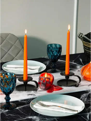 Vista 3 de CANDWAX Juego de 12 velas cónicas color naranja de 8 pulgadas, sin goteo, sin perfume, de larga duración, perfectas para fiesta de Halloween