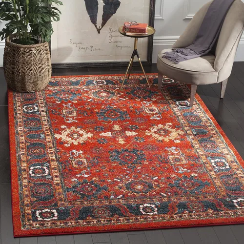 Vista 30 de SAFAVIEH Vintage Hamadan Collection - Alfombra de área de 2 pies 3 pulgadas x 4 pies, naranja y azul, diseño tradicional persa, no desprende pelusa