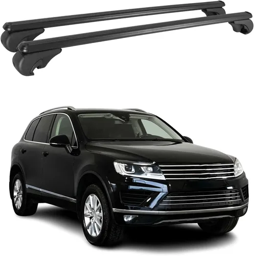 Vista 14 de OMAC Barras transversales de aluminio para VW Touareg 2004-2006, 2 unidades, antirrobo para viajes, kayak, canoa, surf, esquí, snowboard, camping
