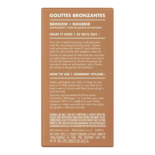 Vista 8 de e.l.f. SKIN - Gotas bronceadoras, bronceador líquido para rostro y piel, crea un brillo bañado por el sol, infundido con vitamina E, vegano y libre