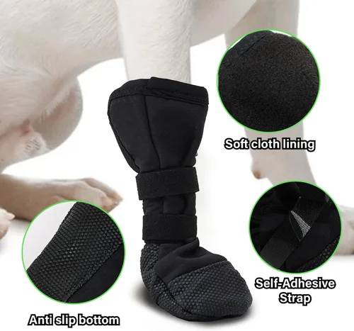 Vista 4 de Snugrance Botas de recuperación para perros, heridas y heridas, protectores de patas para perros, 2 unidades (S) Zapato antideslizante
