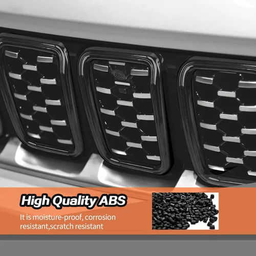 Vista 5 de 7 piezas de insertos de parrilla accesorios de rejilla para Jeep Grand Cherokee 2021+ (negro)