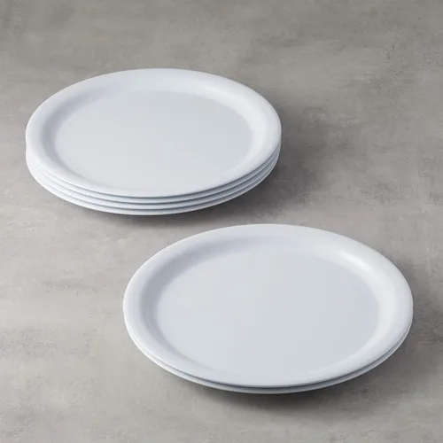 Vista 7 de Amazon Basics Plato de melamina (plástico), juego de 6 piezas, 9 pulgadas, blanco
