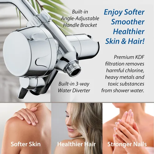 Vista 5 de Piel y cabello: el filtro de ducha más avanzado del mundo para combos con modos de filtración de encendido/apagado, recarga instantánea de cartucho