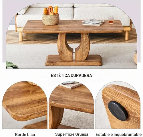 Vista 5 de LKTART Mesa de Centro Rectangular para Sala de Estar, Mesas de Centro de Imitación de Mármol con Almacenamiento, Base Moderna Estable Mesa de Centro