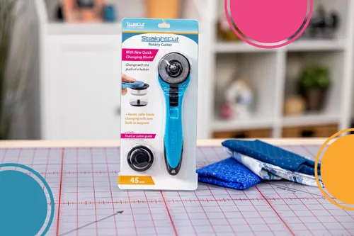 Vista 6 de TrueCut - Cortador giratorio recto – Cortador de ruedas ergonómico de 1.772 in para tela y manualidades – zurdo o diestro – Regla de guía y guía