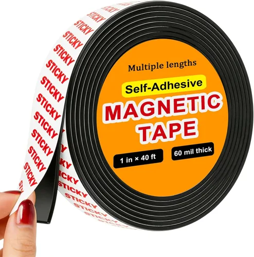 Vista 11 de Towjug Rollo de cintas magnéticas de 10 pies x 1/2 pulgada con respaldo adhesivo 3M, cinta magnética adhesiva flexible para proyectos