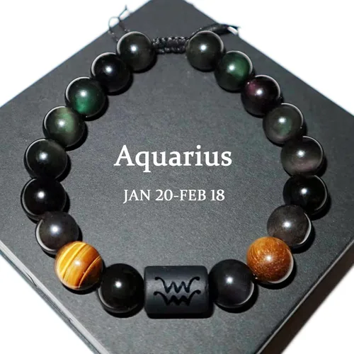 Vista 53 de Pulseras de la amistad, pulsera de obsidiana negra arcoíris para mujeres y hombres, 0.394 pulgadas (0.394 in), ojo de tigre, hematita y cristal