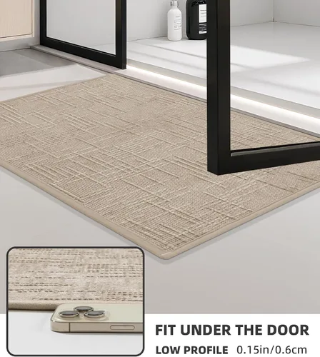 Vista 3 de YIHOUSE Tapete de baño antideslizante, absorbente, de secado rápido, para el suelo del baño, delgado, para debajo de la puerta, lavable de pelo bajo