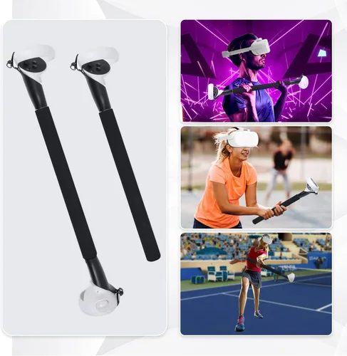 Vista 7 de Compatible with Quest 2 VR Accessories - SINWEVR Long Stick Handle Bracket, Enhanced Golf + Home Run Baseball First Person Tennis Racket NX