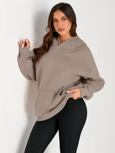 Vista 3 de EFAN - Sudadera con capucha para mujer - Sudadera de vellón sobredimensionada con mangas largas para otoño e invierno, ropa de moda inspirada