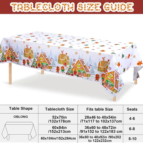 Vista 2 de Tiamon - Mantel de Navidad de jengibre de 52 x 70 pulgadas, mantel reutilizable de hombre de jengibre, mantel de árbol de Navidad de poliéster