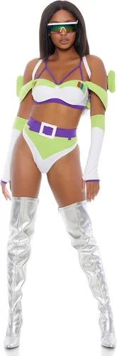 Vista 3 de Forplay Disfraz de personaje de astronauta sexy para mujer, para adultos, color blanco