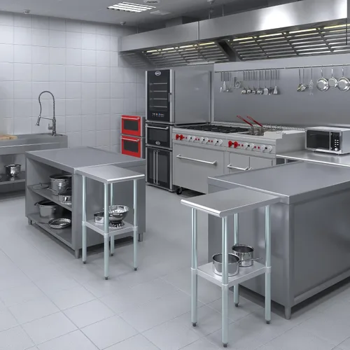 Vista 5 de AmGood Mesa de trabajo de acero inoxidable con estante inferior Preparación de alimentos NSF Estación de trabajo utilitaria