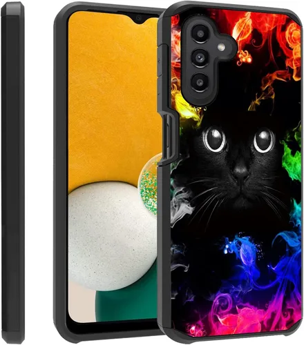 Vista 20 de Funda para teléfono Galaxy A14 5G, resistente 2 en 1 de doble capa híbrida de policarbonato duro y silicona suave a prueba de golpes, funda de Retro