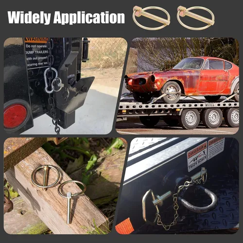 Vista 6 de 12 pasadores de bloqueo de 1/4 pulgadas con anillo, kit surtido de pasadores de enganche redondo, clips de chaveta seguros para tractores 12 piezas
