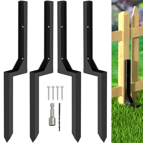 Vista 8 de Kit de reparación de postes de cerca, poste de acero resistente, para anclaje de poste de tierra para reparación, poste de valla de madera rota