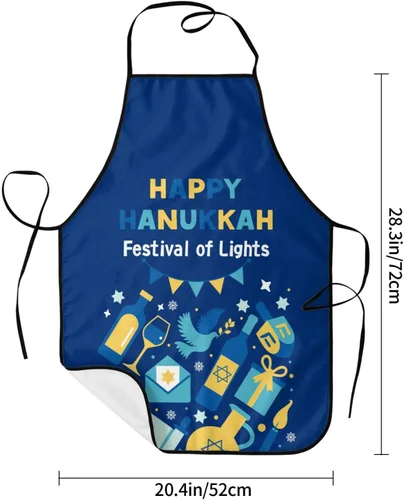 Vista 5 de Delantal de Hanukkah feliz ajustable para cocinar, babero de cocina para cocinar