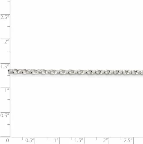 Vista 5 de Collar de cadena oval sólido de plata de ley de 0.108in con lazo negro
