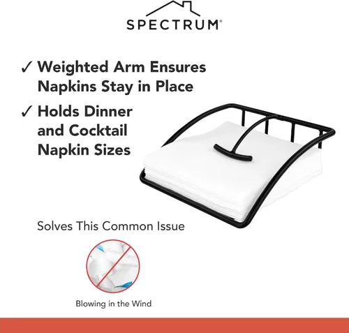 Vista 3 de Spectrum Servilletero europeo para mesa, organizador de cocina, para mostrador, mesa de comedor, moderno dispensador de servilletas plano de metal