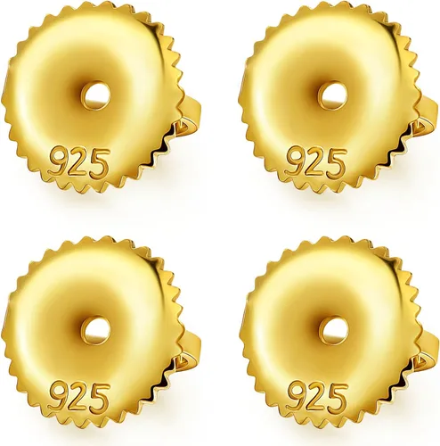 Vista 10 de DELECOE 2 pares de aretes de oro con tornillo para poste roscado de 0.032"/20 calibre, repuestos de aretes de plata de ley chapados en oro de 14