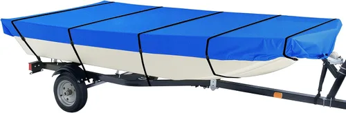 Vista 11 de iCOVER Cubierta para lancha Jon de 12 pies, cubierta impermeable de poliéster de grado marino resistente a los rayos UV, cubierta de amarre