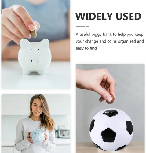Vista 5 de Kisangel - Alcancía de fútbol para niños y niñas, pelota de fútbol, monedas, decoración del hogar, 5.90 pulgadas, lindo dinero de dibujos animados