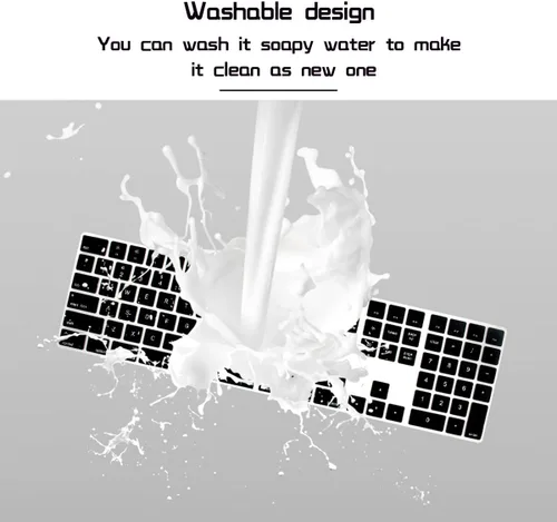 Vista 7 de HRH Funda de teclado de silicona negra para teclado mágico con teclado numérico A1843 MQ052LL/A lanzado en 2017 (diseño de EE. UU.)