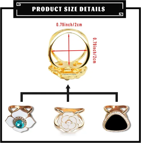 Vista 3 de 3 unids moda bufanda anillo clip 3 anillos seda bufandas clip para mujeres chal clip hebilla oro suave bufanda broches hebilla
