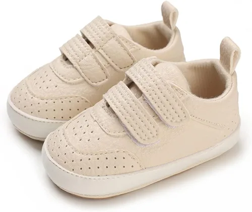 Vista 4 de COSANKIM Zapatos para bebés niños y niñas, zapatos de piel sintética con cordones para bebés, suela de goma antideslizante, mocasines para recién