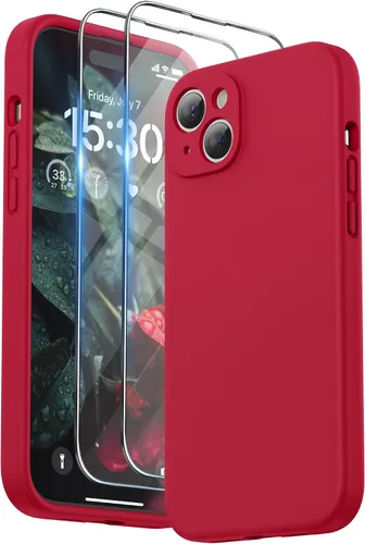 Vista 12 de SURPHY Funda diseñada para iPhone 15 Plus con protector de pantalla y cordón, correa de teléfono y funda de silicona líquida para teléfono