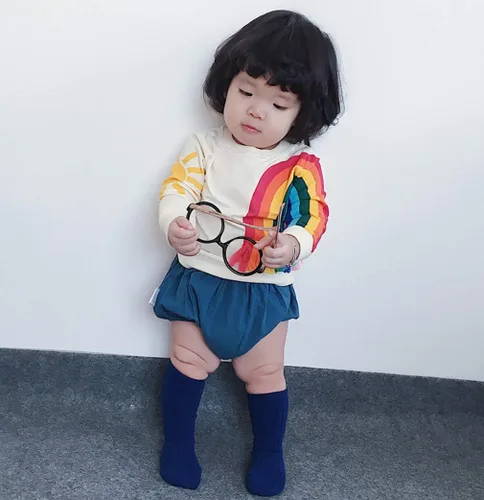 Vista 5 de Sudadera de manga larga con borlas de arco iris para niños pequeños