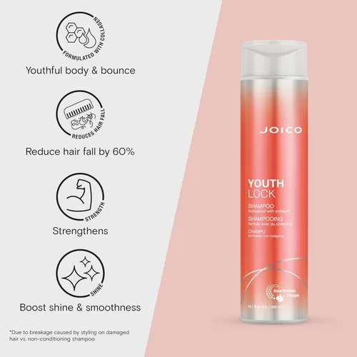 Vista 3 de Joico YouthLock Set formulado con colágeno Cuerpo juvenil y rebote Reduce la rotura y el encrespamiento Suaviza y desenreda el cabello