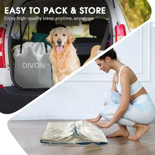 Vista 16 de Colchón de aire DIVON Full con bomba incorporada, colchón inflable de 18'' de grosor en 3 minutos, colchón hinchable plegable, colchón de aire