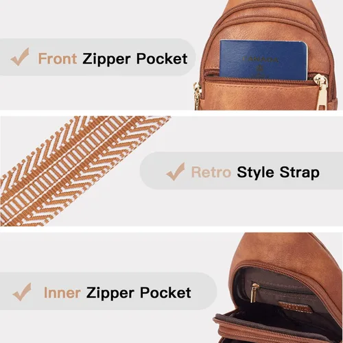 Vista 4 de Telena Sling Bag for Women Crossbody Fanny Packs for Women Leather Sling Chest Bag