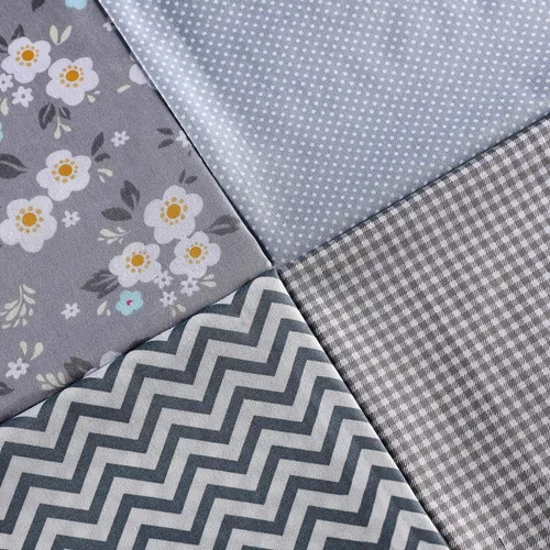 Vista 5 de Paquete de 12 piezas de tela de acolchado gris grueso floral para manualidades, hojas cuadradas de costura precortadas, 20 x 16 pulgadas/19.7 x 15.7