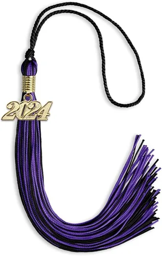 Vista 59 de Endea Graduation - Borla de doble color mixto con fecha dorada (negro/dorado antiguo, 2021)