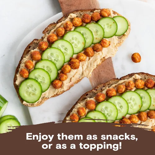 Vista 8 de Biena Bocadillos crujientes de garbanzos tostados, barbacoa, alto en proteínas, alto en fibra, sin gluten, a base de plantas, sin OMG, aperitivos