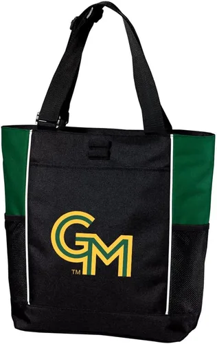 Vista 4 de Broad Bay Official George Mason University Zippered Tote Bag GMU Patriots Logo, 600D Polyester Canvas, Adjustable Web Handles, Front Pocket, Side