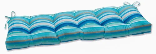 Vista 23 de Pillow Perfect - Cojín capitoné a rayas, resistente a la intemperie y la decoloración, para sofá de mimbre/columpio de exterior, bordes cuadrados