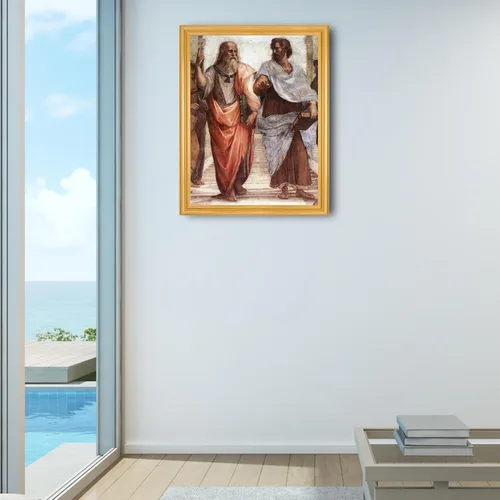 Vista 4 de Lost Cabin The School of Athens por Raphael Lienzo en marco biselado dorado Reproducción de pinturas de obras de arte finas Póster decorativo