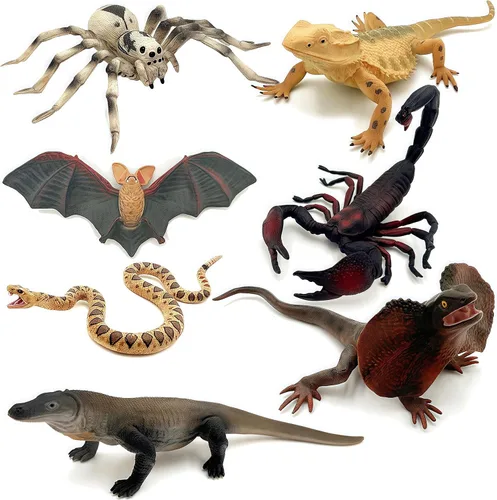 Vista 11 de Gemini&Genius Juguetes de lagarto, figuras de lagarto de dragón barbudo, regalo de accesorios de broma, juego aterrador, divertido adorno de pastel